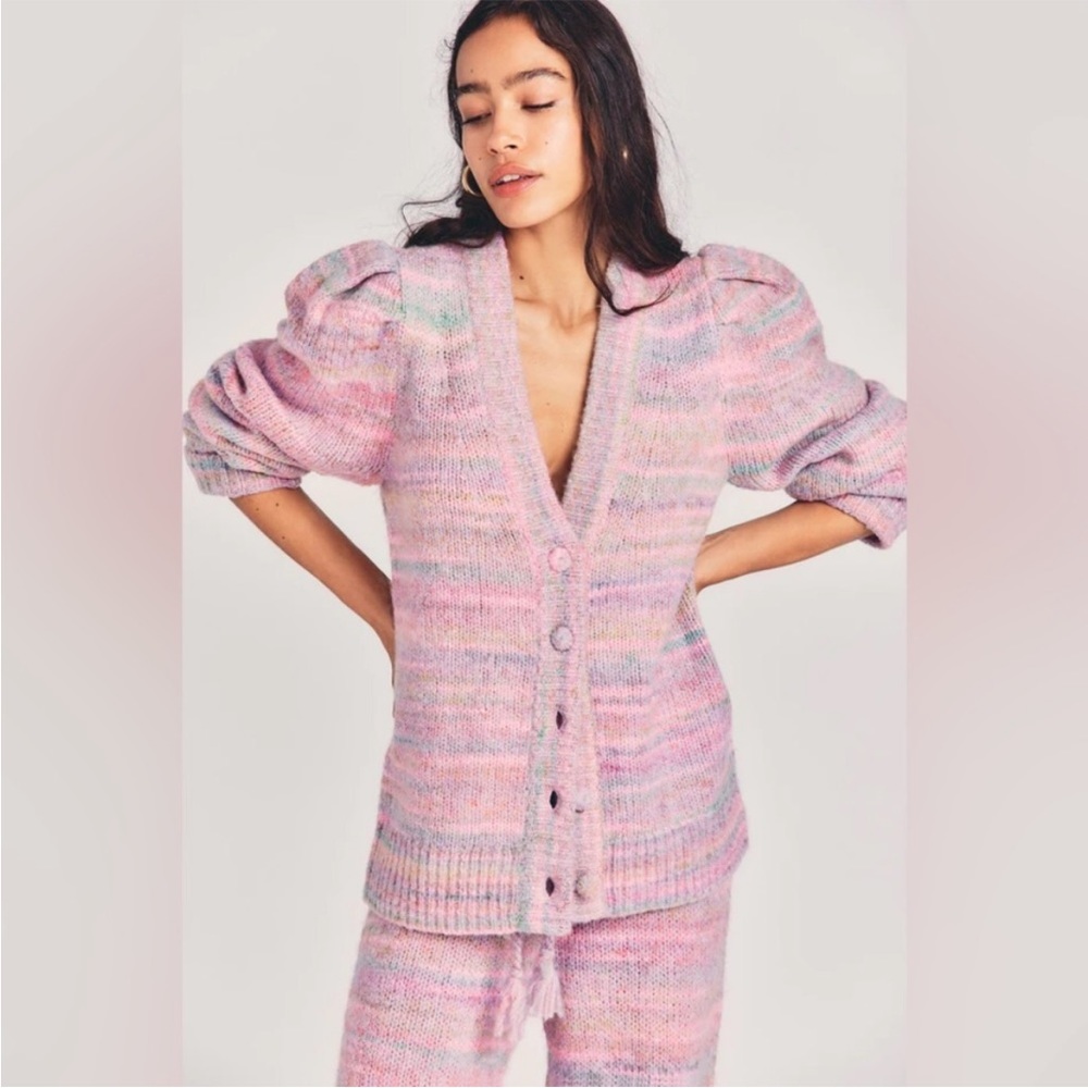 Love Shack Fancy - Wilford Boyfriend Cardigan in Pink Cloud - Picture 3 of 14